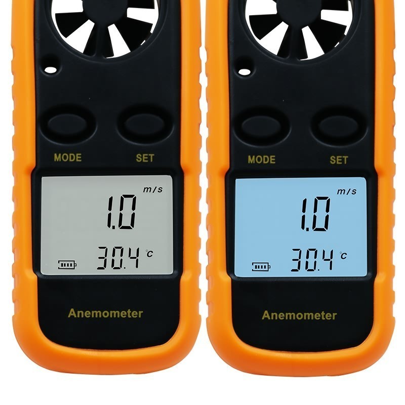 Đồng hồ đo túi anemometer tốc độ gió kỹ thuật số đếm nhiệt độ gió hiển thị máy đo nhiệt độ 0-30m / s