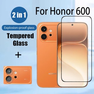 Bảo vệ màn hình kính cường lực 2 trong 1 Honor 600 cho Honor 400 Lite 200 Smart 5G 9D Phim bảo vệ kính + Phim ống kính máy ảnh