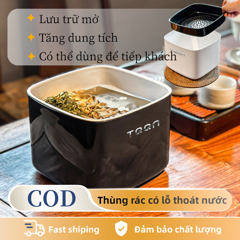 Hộp Đựng Bã Trà Thông Minh Để Bàn – Ngăn Trên Thoát Nước, Lọc 2 Lớp, Thiết Kế Hiện Đại, Chống Trượt, Cao Cấp