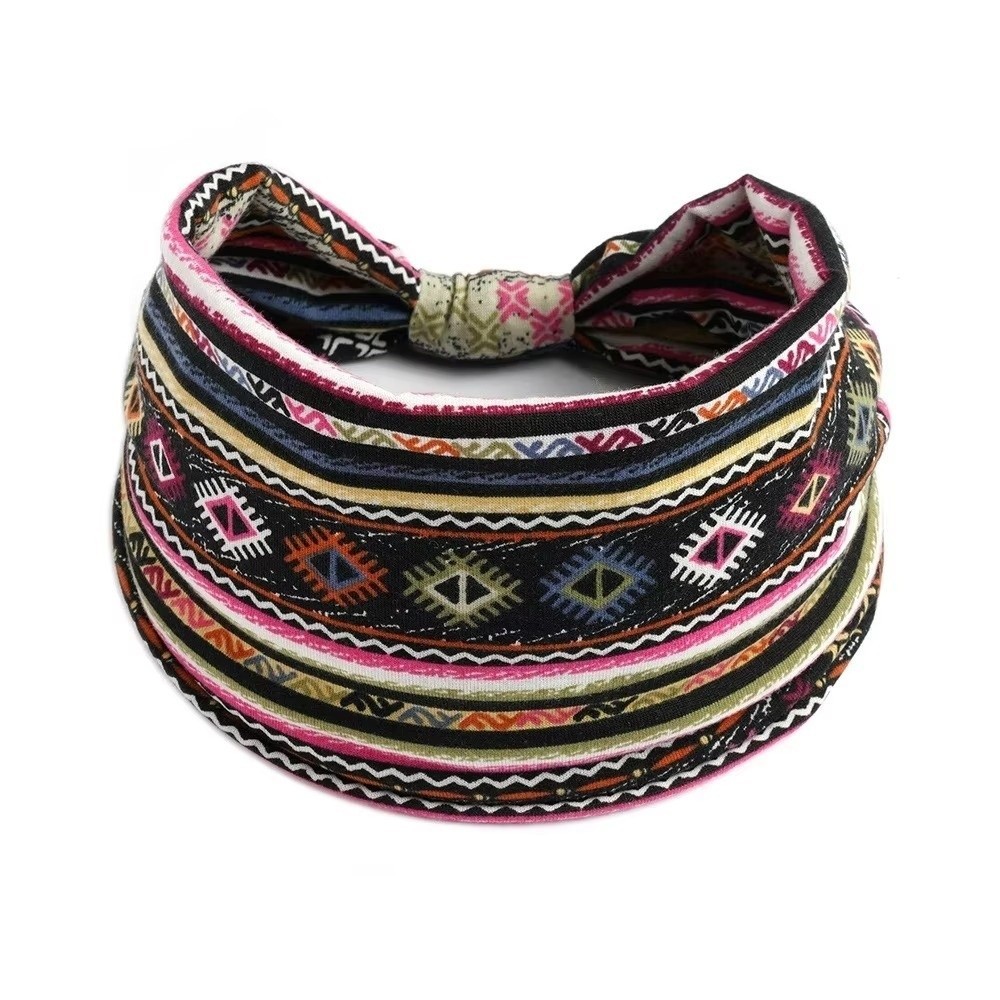 Băng đô rộng BORAGETE, Khăn xếp thắt nút cổ điển co giãn, Khăn trùm đầu in hình ngôi sao rộng Boho dành cho nữ