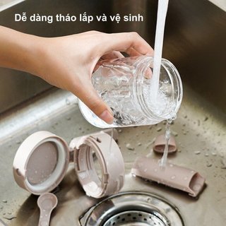 Thủy Tinh Lọ Gia Vị Khóa Nắp Chống Ẩm Thìa Đựng Borosilicate Nhà Bếp Cắm Trại 300ml