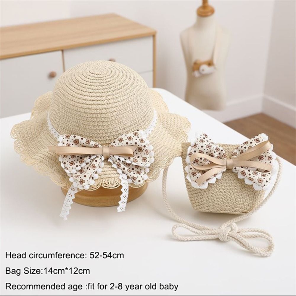 Mũ chống nắng bé gái HOBBYIN, Mũ chống nắng nhiều màu dễ thương cho trẻ em, Mũ rơm thời trang 2-8 tuổi mùa hè
