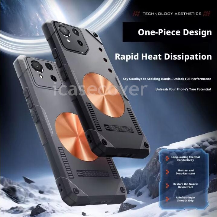 ASUS ROG Phone 9 8 7 5G 4G Vỏ từ tính Silicon nhẹ Đồng tản nhiệt Vỏ sạc không dây Tay cầm làm mới Vỏ điện thoại chống sốc