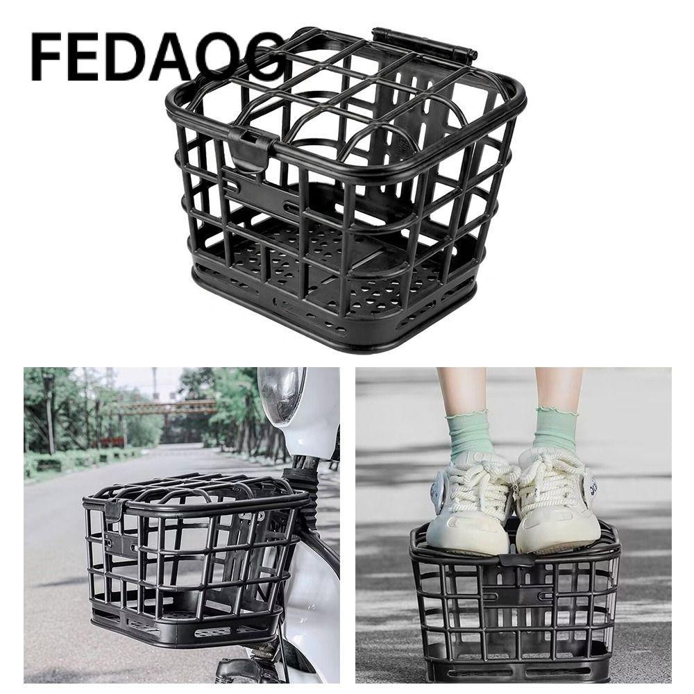 Giỏ trước xe đạp FEDAOG bằng nhựa có thể tháo rời, kèm túi đựng phía sau có nắp màu đen, phù hợp cho xe tay ga và xe đạp