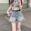 Quần short denim nữ rách cao cấp, thiết kế hình quả lê ôm dáng