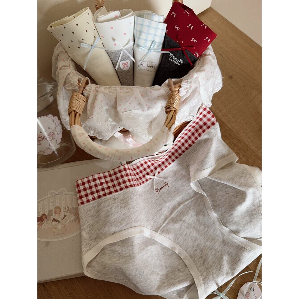 Quần Lót Màu Sắc Tương Phản Liền Mạch Nữ Cotton Nguyên Chất Thân Thiện Với Da Thoáng Khí Giữa Eo Quần Đùi Thoải Mái