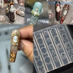 Unstop * Khuôn làm móng bằng silicon Medusa nghệ thuật Thiết kế khung tái sử dụng cho nghệ thuật làm móng và các dự án trang trí móng tay sáng tạo