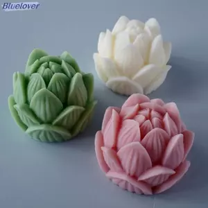 Bluelover Hương Liệu Nến Khuôn Silicon 3D Hoa Sen Hình Xà Phòng Khuôn Silicon DIY Mới