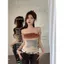 Milyfashion Slim-fit Slimmer Look Pure Desire Smudge Tranh sơn dầu trừu tượng In gạc Dây đeo quây không đều Y2K Nữ tính Phong cách Hàn Quốc YPXG