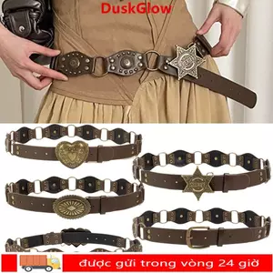 Thắt lưng DUSKGLOW Thắt lưng Cinch, Grommet Da PU Vintage Đinh tán Thắt lưng, Thời trang rộng Gothic Steampunk Y2k Thắt lưng Nữ Nữ Nữ