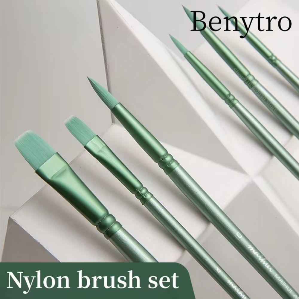 BENYTRO 4 / 6 Chiếc Vẽ Tay Màu Nước, Nylon Mềm Tóc Màu Nước Bàn Chải, Thời Trang Mũi Nhọn Tròn Đầu Phẳng Người Mới Bắt Đầu Nghệ Thuật Sinh Viên Tranh Chất Liệu Quà Tặng