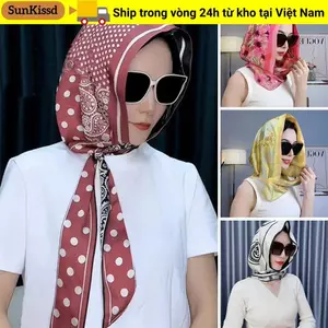 Mũ Baotou SUNKISSD, Khăn xếp lụa mô phỏng thoáng khí, Mũ mềm chống nắng thời trang dành cho nữ