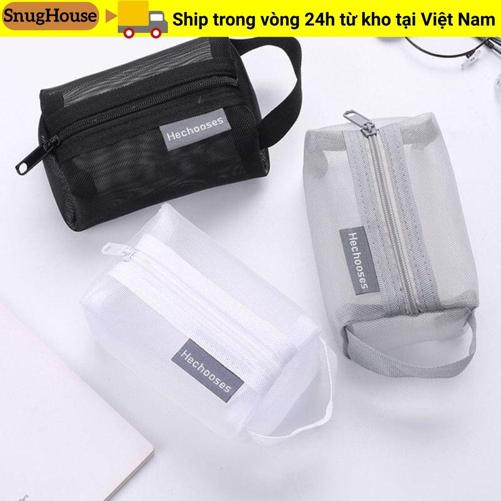 Túi lưu trữ lưới vuông SNUGHOUSE, Ví đựng tiền xu có dây kéo Mini thoáng khí nhẹ, Văn phòng phẩm dung tích lớn di động