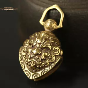 TRTR Đồng Sư Tử Chuông Trang Trí Bàn Phong Thủy Trang Trí Vintage Đồng Móc Khóa Mặt Dây Chuyền Trang Trí Nhà Cửa Phòng Khách VN