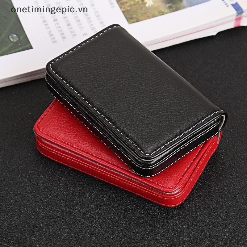 Hộp đựng thẻ tín dụng bằng da PU có kích thước VFZ Ví đựng thẻ kinh doanh có khóa từ tính dành cho nam và nữ OTE