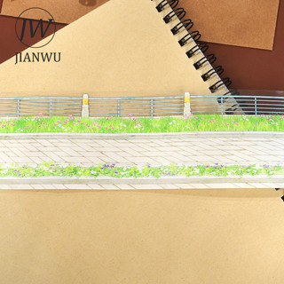 JIANWU 60mm * 5m Vintage Cây Hoa Đường Phố Bên Vật Liệu Phong Cảnh Cắt Băng Thêu Sò PET Sáng Tạo DIY Tạp Chí Văn Phòng Phẩm