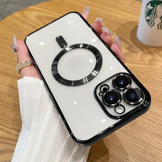 Dành Cho Từ Tính Trong Suốt Bảo Vệ Ống Kính Từ Tính Sạc Không Dây Cho iPhone 15 14 11 12 13 Pro Max Mạ Silicon Mềm