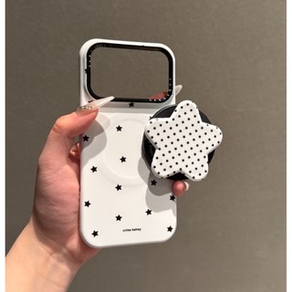 Sang Trọng Đáy Trắng Toàn Màn Hình Ngôi Sao Nhỏ Giá Đỡ Từ Tính Ốp lưng Thích Hợp Cho iPhone17 Pro Max 16 15 Pro Max Chống Sốc Bảo Vệ Camera Ốp Lưng Cứng Chống Rơi