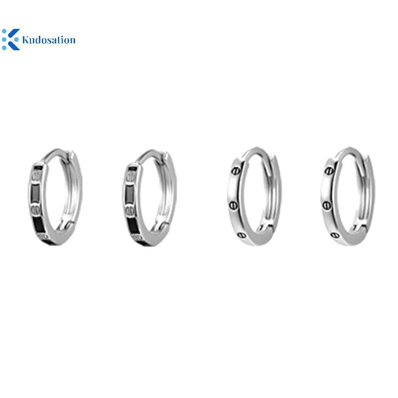 Kudosation 4 Thép Không Gỉ Pha Lê Vòng Bông Tai Mát Hàng Ngày Mặc Phụ Kiện Trang Sức Đẹp