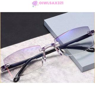 Kính đọc sách chữ nhật đen xanh OIWLSAX321, không vành, chặn ánh sáng xanh, độ +1.0~+4.0x