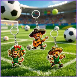 SQ11 2026 FIFA World Cup Mexico Soccer Jaguar Acrylic Móc Khóa Túi Dễ Thương Quyến Rũ