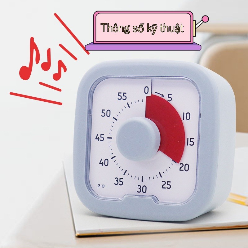 Đồng hồ báo thức có chân đế, nhắc nhở tự kỷ luật 60 phút và hẹn giờ im lặng tiện lợi.