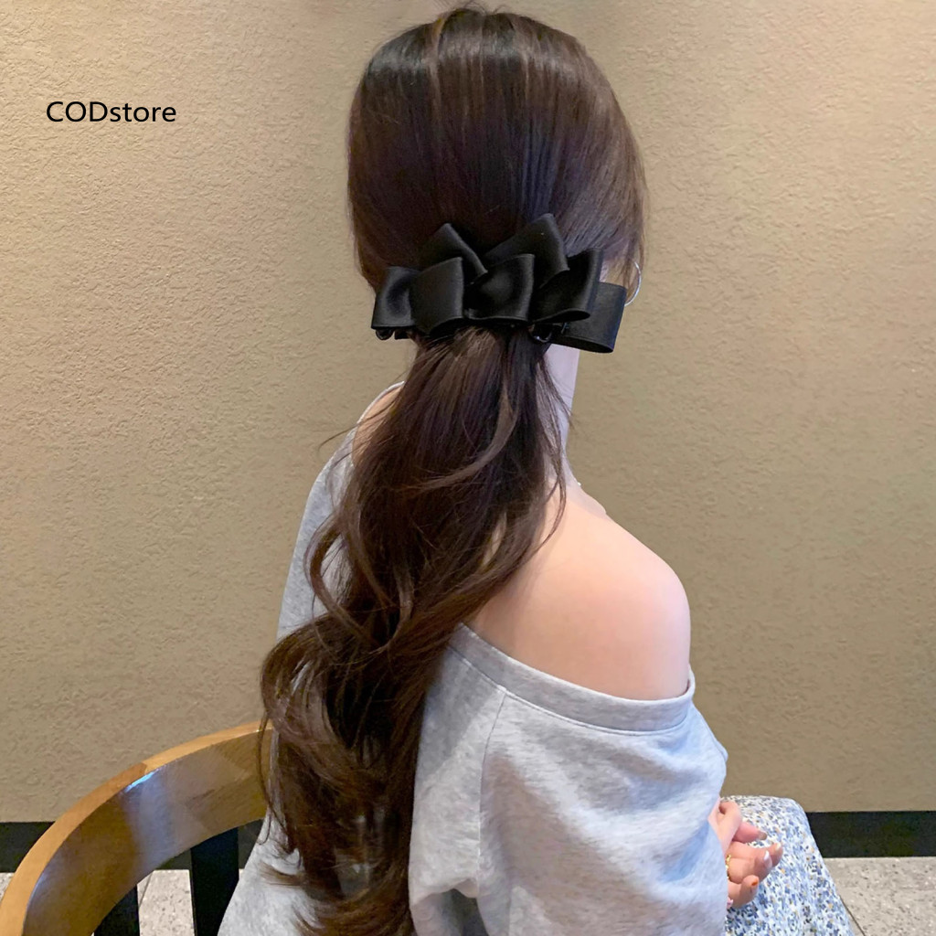 KDCOD * Kẹp Móng Vuốt Tóc Satin Hàn Quốc Kẹp Tóc Nữ Chống Trơn Trượt Móng Vuốt Tóc Chắc Chắn Với Thiết Kế Nơ 3d Kết Cấu Satin Đuôi Ngựa Giá Đỡ Đa Năng Cho An Toàn Cho Đông Nam