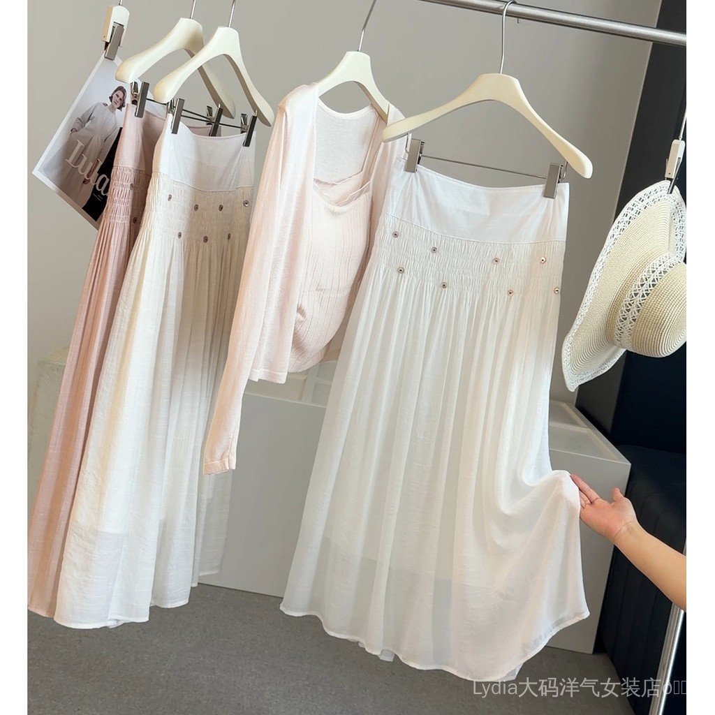 [Ưu đãi đặc biệt trong thời gian có hạn] Váy nữ chất lượng cao Spike Size lớn phong cách phương Tây dành cho nữ 26 mùa hè Tính khí eo cao thon gọn hơn Look Drape Feel a-Line Large Swing Long S