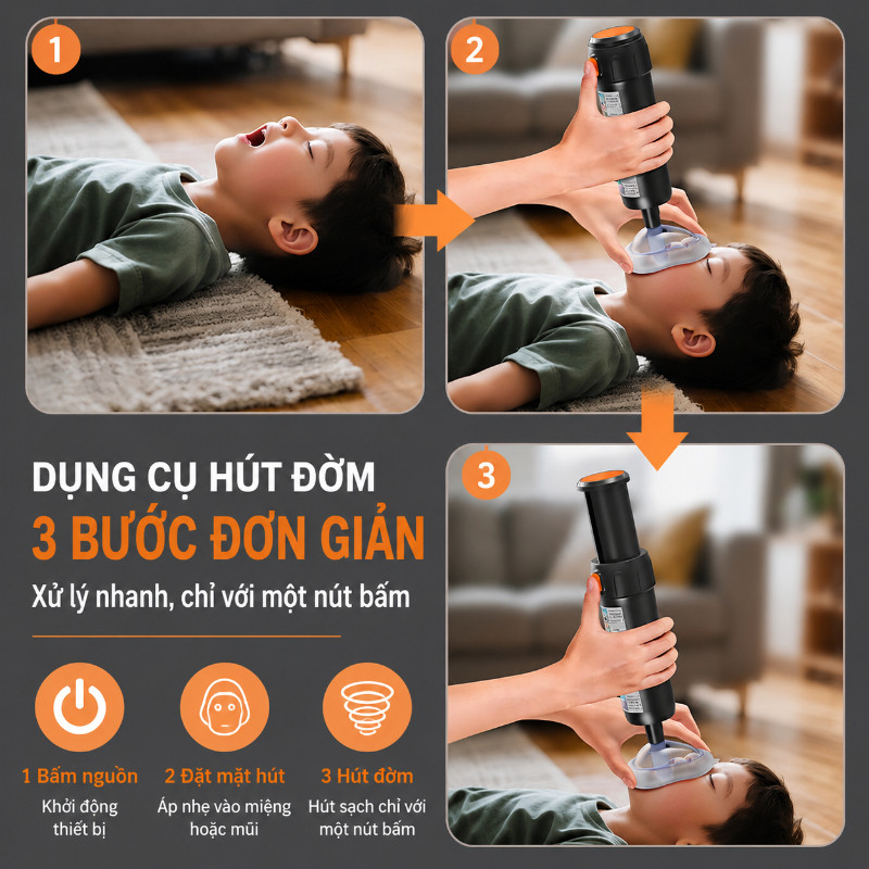 Dụng cụ hút dị vật Heimlich cho trẻ em & người lớn, phòng chống nghẹn nhanh chóng, tặng kèm phụ kiện.