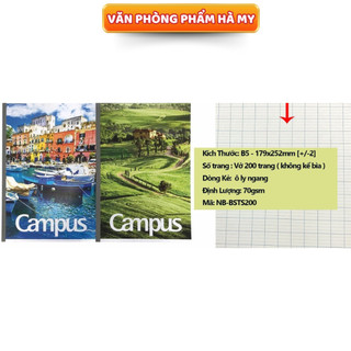 Tập Vở Sinh Viên Campus B5 Kẻ Ngang 200 Trang Landscape