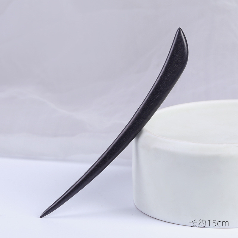 WHX Kẹp Tóc Gỗ Đàn Hương Đỏ 15cm, Cổ Lá Lớn, Phong Cách Trung Quốc, Đơn Giản, Cuộn Tóc Mun