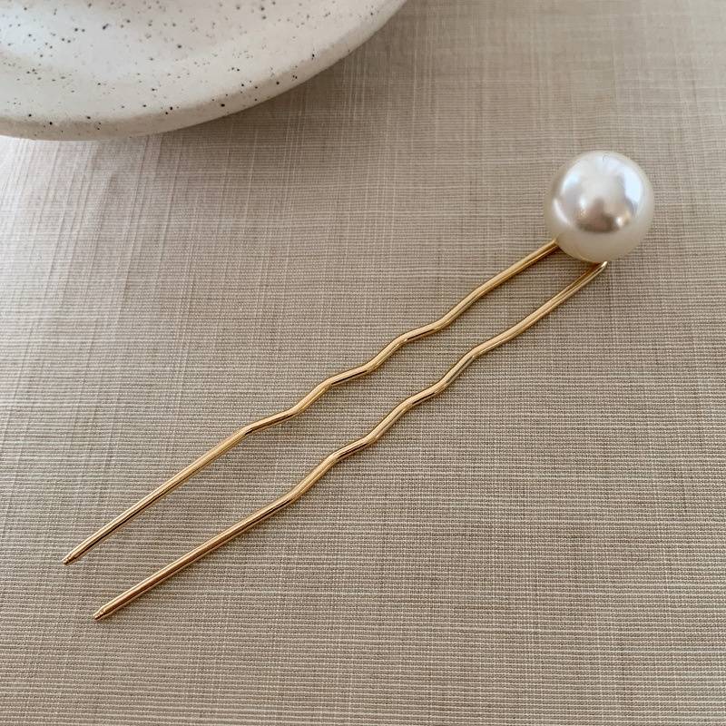 BT 2 Chiếc Kẹp Tóc Hình Chữ U Giả Ngọc Trai Dành Cho Nữ Bé Gái Thiết Kế Xoắn Kẹp Tóc [NUW]