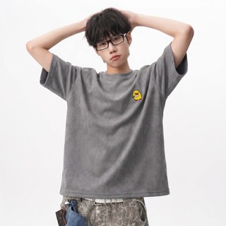 Áo thun Local Brand unisex form boxy slim fit thêu vịt vàng vải nhung Premium Collection pdz02
