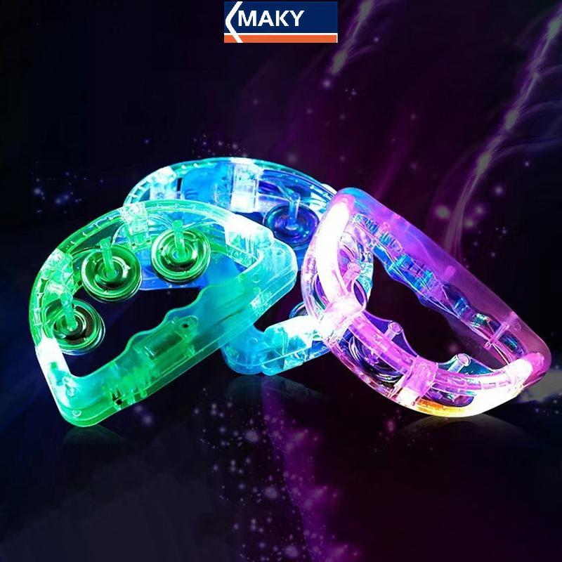 MAKY Đèn LED Sáng Lên Đồ Chơi Cảm Giác Nhấp Nháy Tambourine Nhạc Cụ Lắc Đảng Bầu Không Khí Đồ Chơi Trẻ Em Màu Ngẫu Nhiên VN