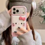 Đối với iPhone 17 16 15 14 12 11 Pro Max X Xr Xs Max 7 8 Plus Hoạt hình mèo màu hồng mẫu da trường hợp điện thoại