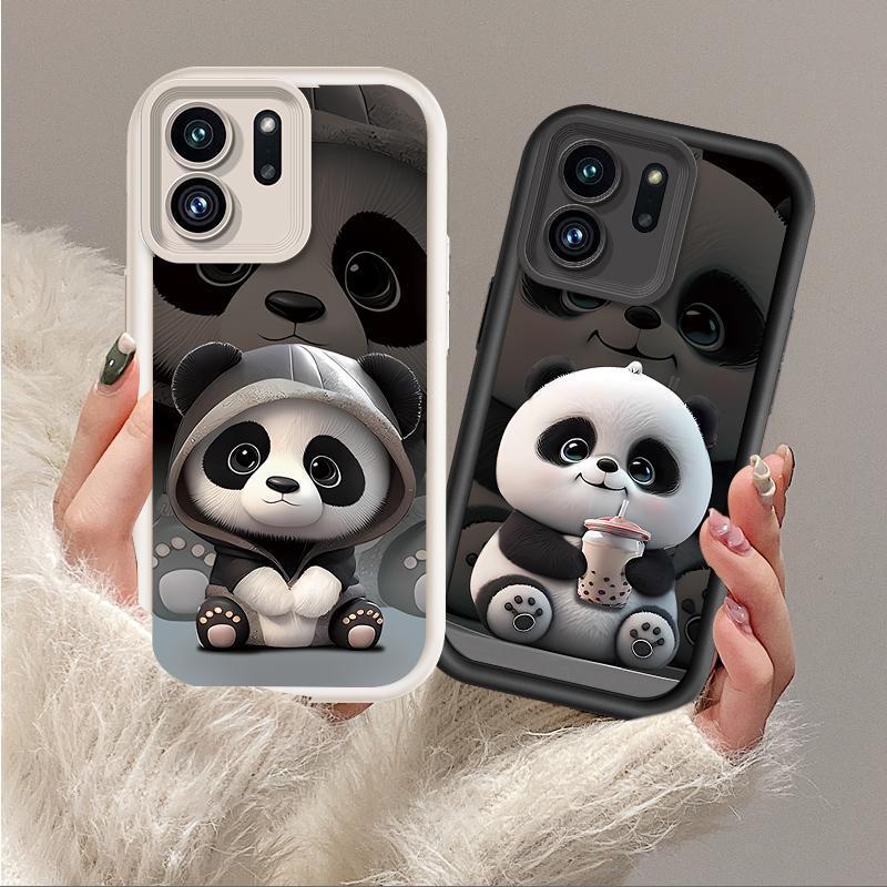 Ốp Lưng Cho OPPO A5X A6 A6X 4G 5G Hoạt Hình Silicon Mềm Đáng Yêu Vỏ Điện Thoại TPU Cặp Đôi Gấu Trúc Mắt Thiên Thần Ốp Lưng Chống Sốc
