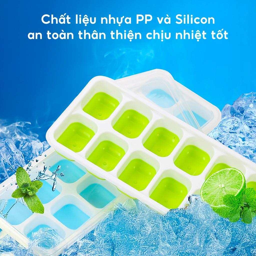 Combo 5 Khay Đá Silicon Dẻo Có Nắp – Khuôn Làm Đá Tủ Lạnh Tiện Dụng, Chống Mùi, Dễ Vệ Sinh Hằng Ngày
