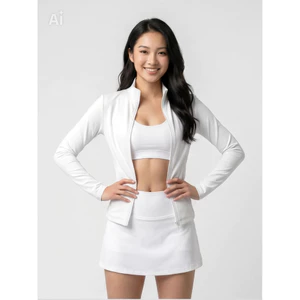 Áo Khoác SHI Nữ Thể Thao Cao Cấp – Slim Fit Zip-Up Trắng Ngà