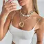 Chocker bo henia giả ngọc trai kim loại thiết kế không đều, phù hợp cho nữ
