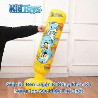 Trụ đấm bốc hơi 1m2 KidToys màu vàng – bộ boxing kèm bơm cho bé