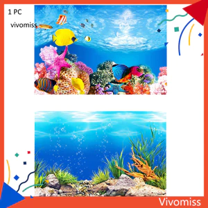 Poster nền bể cá Nhãn dán nền bể cá tự dính Ocean