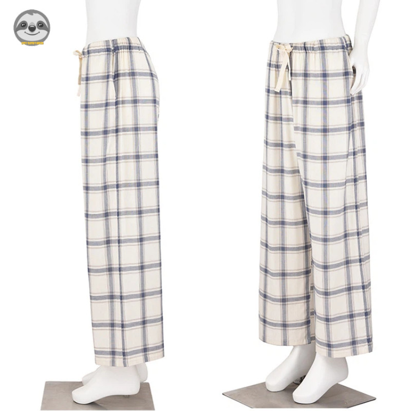 Quần Pyjama cotton hai lớp phong cách Muji Nhật Bản, mặc ngoài cho nam nữ