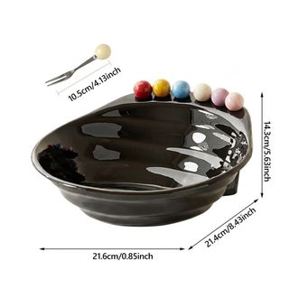 Bát trái cây YUUKII có nĩa, Đĩa phục vụ trái cây bằng nhựa ABS nhiều màu, Đồ dùng nhà bếp chất lượng cao Đĩa ăn nhẹ dung tích lớn Phục vụ trái cây