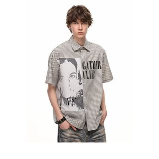 <![CDATA[Áo sơ mi ngắn tay in họa tiết cổ điển, phù hợp unisex]]>