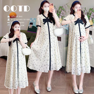 Đầm bà bầu mùa hè thiết kế nơ style Hàn Quốc