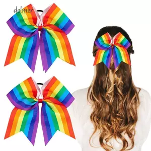 DELMER Rainbow Kẹp Tóc, Đàn Hồi Jumbo Lớn Cầu Vồng Tóc Nơ Dây Buộc, Sinh Nhật Không Hại Độc Đáo Ngày Niềm Tự Hào Ruy Băng Tóc Đảng