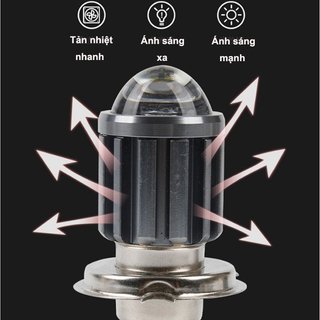 Bóng đèn pha xe máy LED H4 HS1 BA20D 12W 10000LM Vỏ nhôm IP68 màu kép