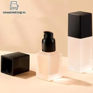Nhíp 15 / 30ml Chai Bơm Rỗng Thủy Tinh Chất Lỏng Nền Hộp Đựng Trang Điểm Trong Suốt Vuông Có Thể Đổ Lại Chai Bơm Di Động VN
