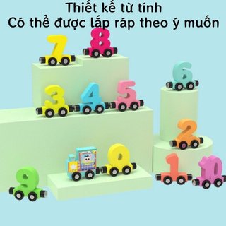 Đồ chơi đếm số xe lửa từ tính bằng gỗ Montessori Giáo dục trẻ mới biết đi Xếp hình bảng chữ cái