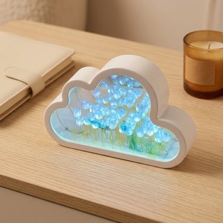 Tulip Gương Đèn Ngủ Handmade Acrylic LED Phòng Ngủ Trang Trí Bàn Làm Việc Phát Sáng Mềm Quà Tặng DIY